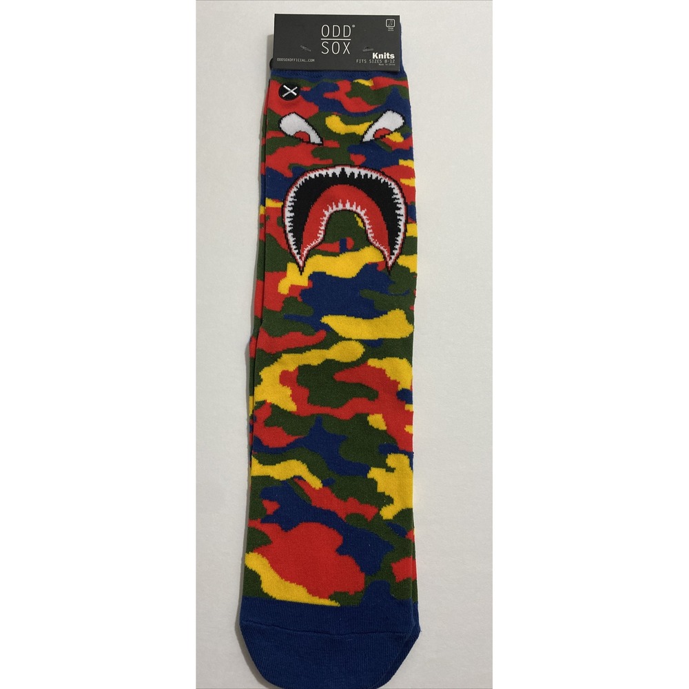 Odd Sox Warplane Rugby Colorful Camo Crew Socks Mens Size 8-12 NWT